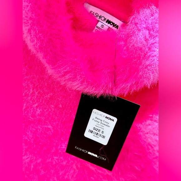 FASHIONOVA Being Cozy Fuzzy Sweater, Neon Lime & Neon Pink, Small - Picture 7 of 12